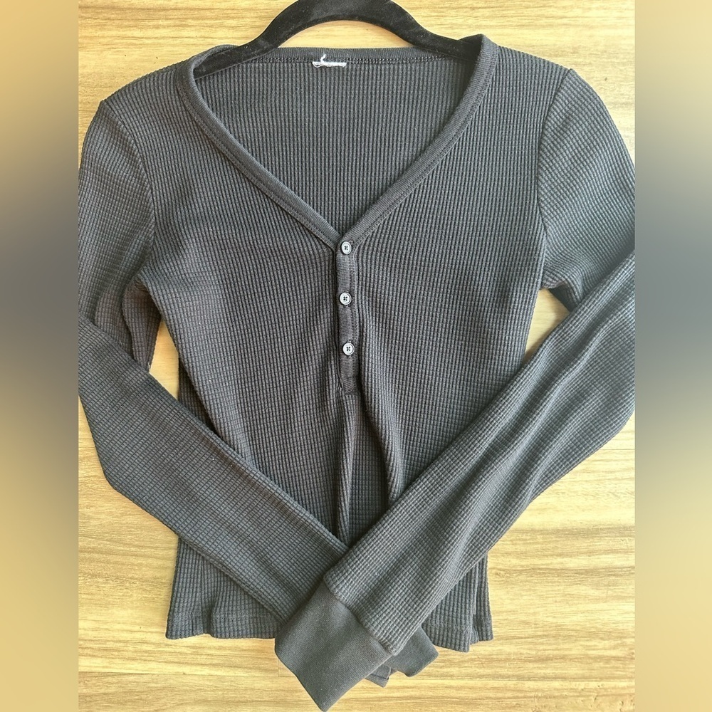 TNA black womans thermal Henley size X Small